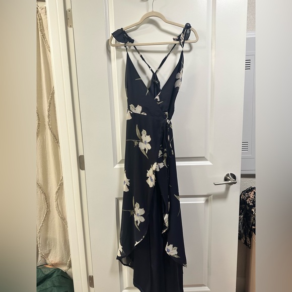 All Mine Navy Blue Floral Print High-Low Wrap Dress - Picture 5 of 5